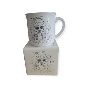Stylish White Mug with Fun Illustration